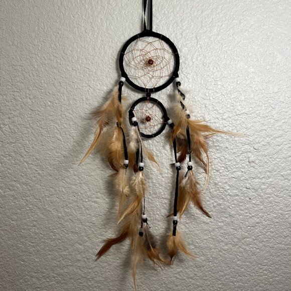 Eco friendly natural hand-crafted feathers web windchime dreamcatcher wall decor - Picture 1 of 2